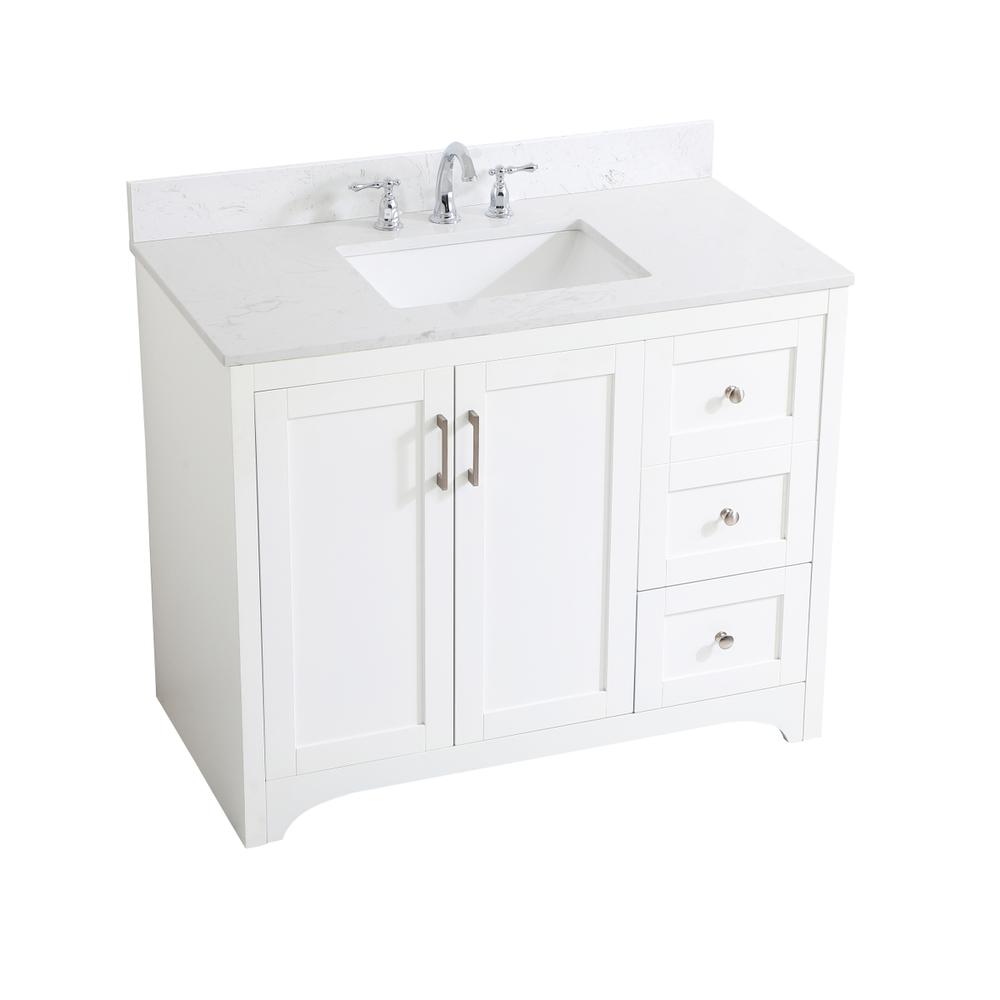 42 inch Single Bathroom Vanity in White with Backsplash. Picture 9