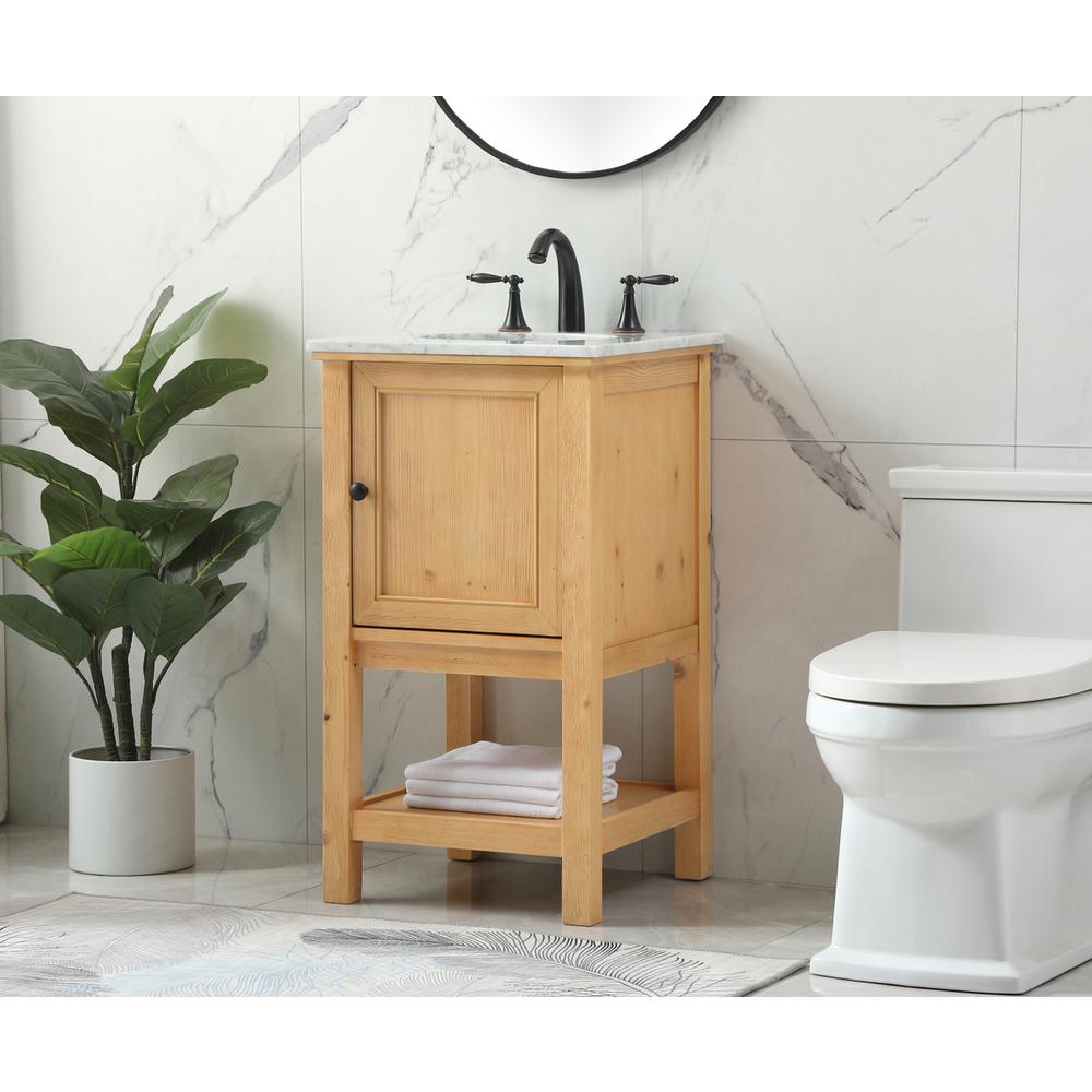 19 inch Single bathroom vanity in natural wood. Picture 2