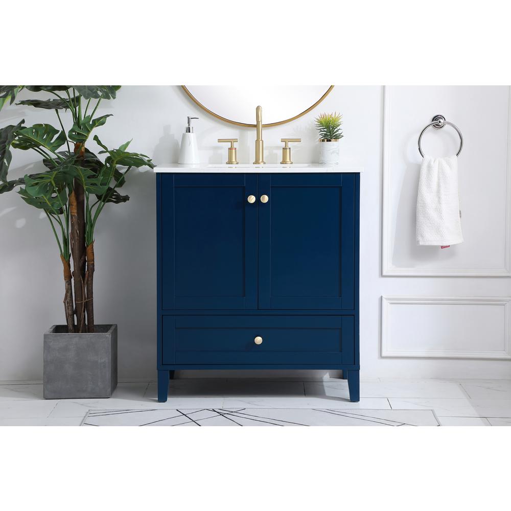 30 inch Single Bathroom Vanity in Blue. Picture 14