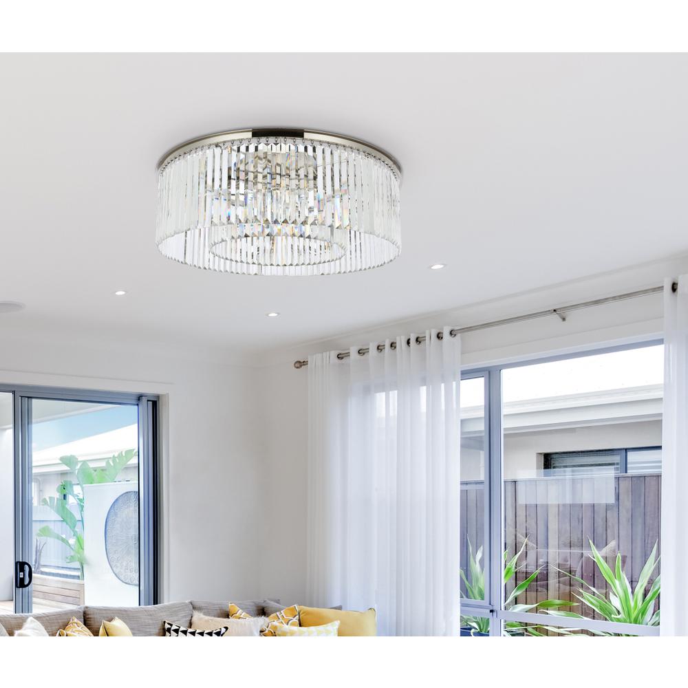 Sydney 10 light polished nickel Flush Mount Clear Royal Cut Crystal. Picture 8