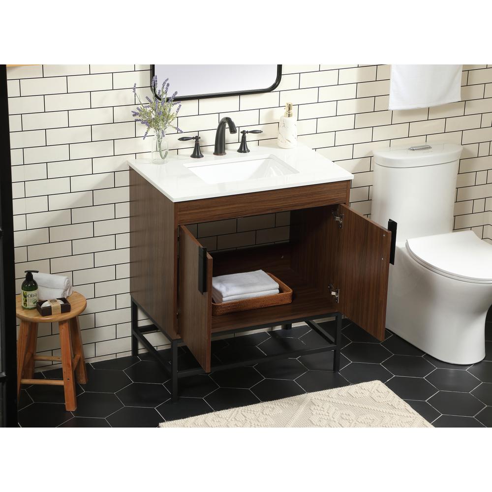30 inch Single bathroom vanity in walnut. Picture 3