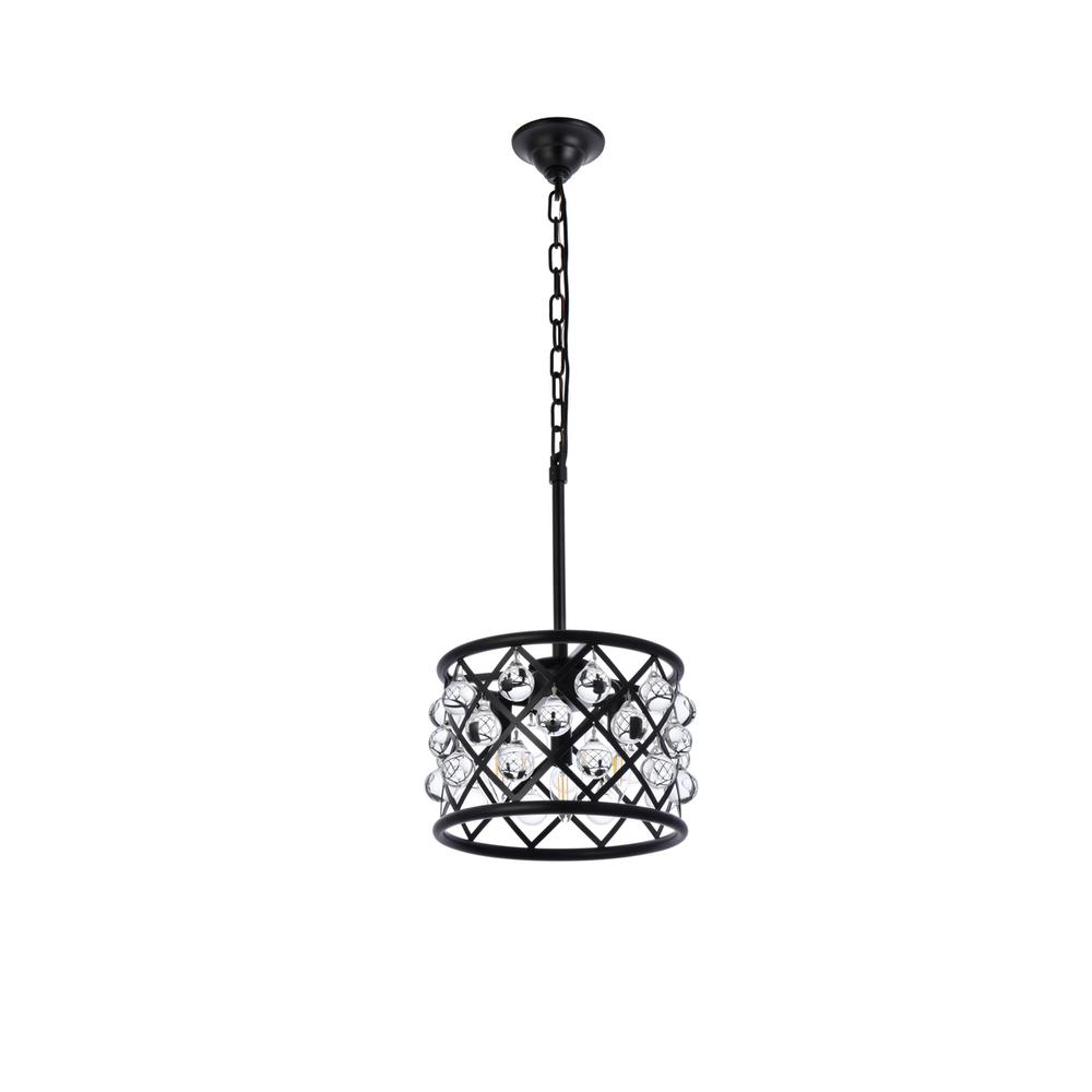 Madison 3 light Matte Black Pendant Clear Royal Cut Crystal. Picture 6