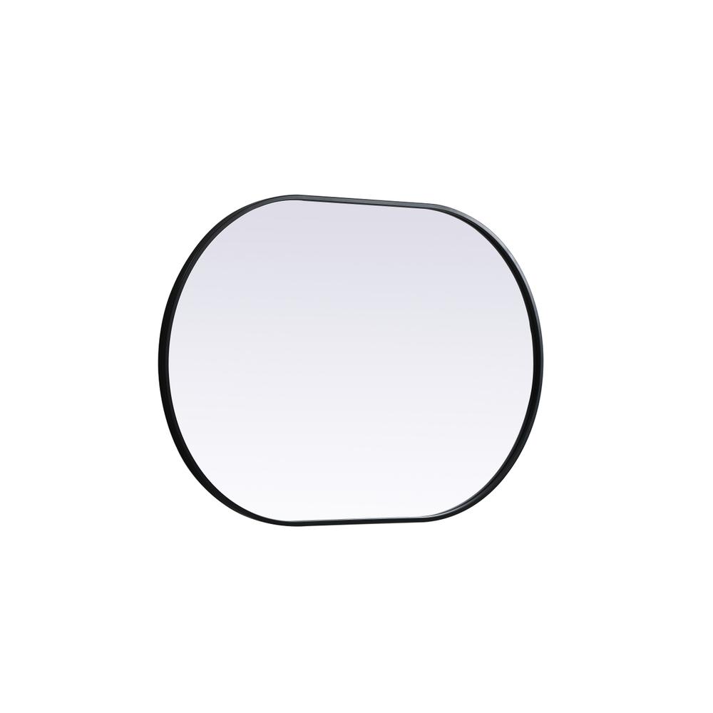 Metal Frame Oval Mirror 27x40 Inch in Black. Picture 9