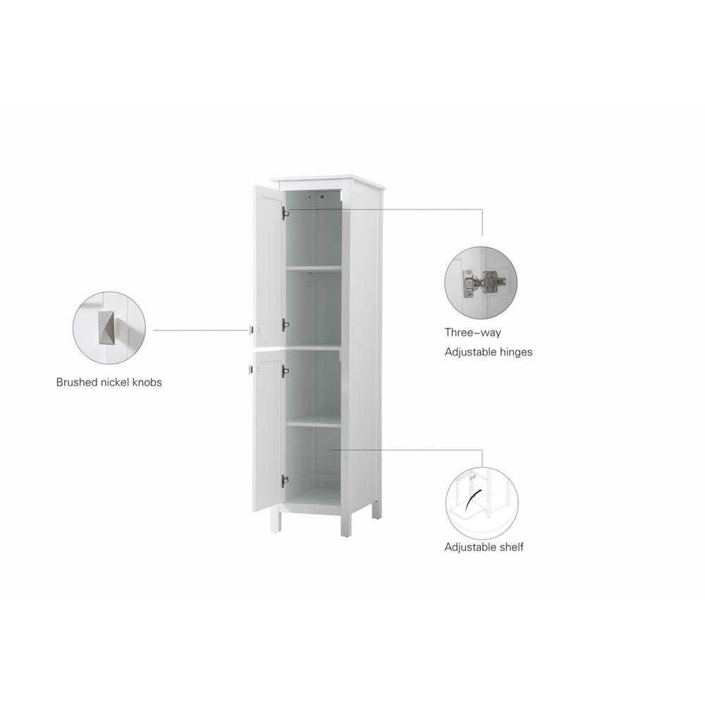 16 Inch Wide Bathroom Linen Storage Freestanding Cabinet In White. Picture 12