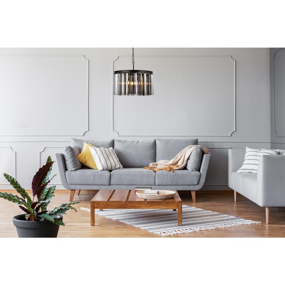 Sydney 8 light Matte Black Chandelier Silver Shade (Grey) Royal Cut Crystal. Picture 9