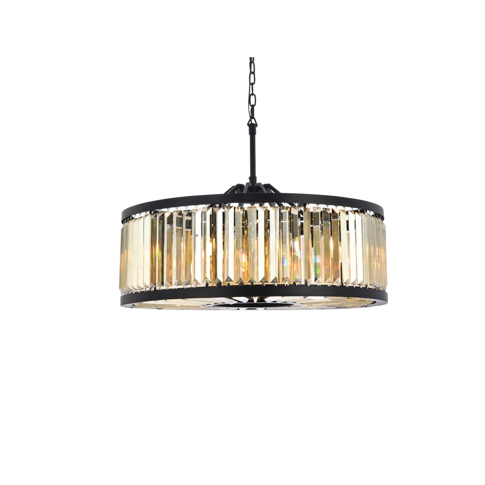 Chelsea 10 light Matte Black Chandelier Golden Teak (Smoky) Royal Cut Crystal. Picture 2