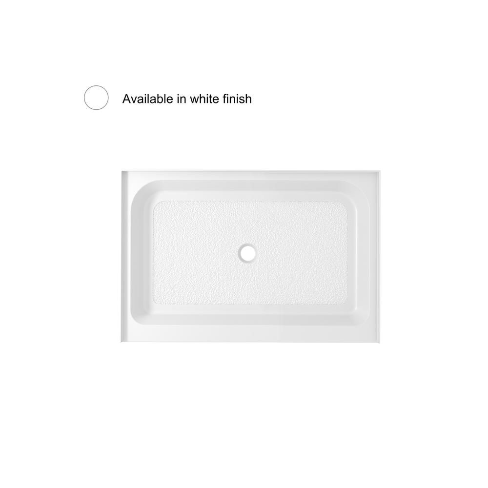 48x36 inch Single threshold shower tray center drain in glossy white. Picture 11