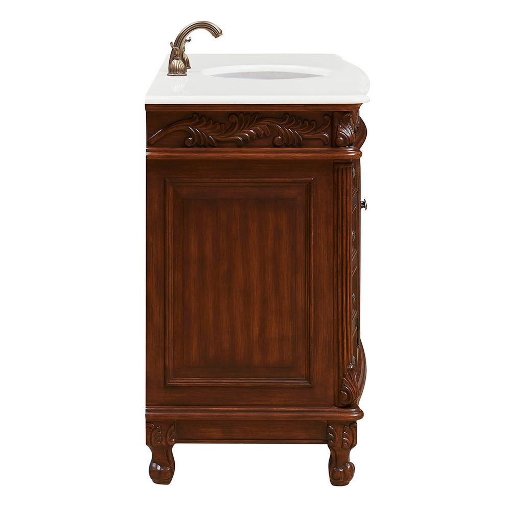 48 inch Single Bathroom vanity in Teak Color with ivory white engineered marble. Picture 4