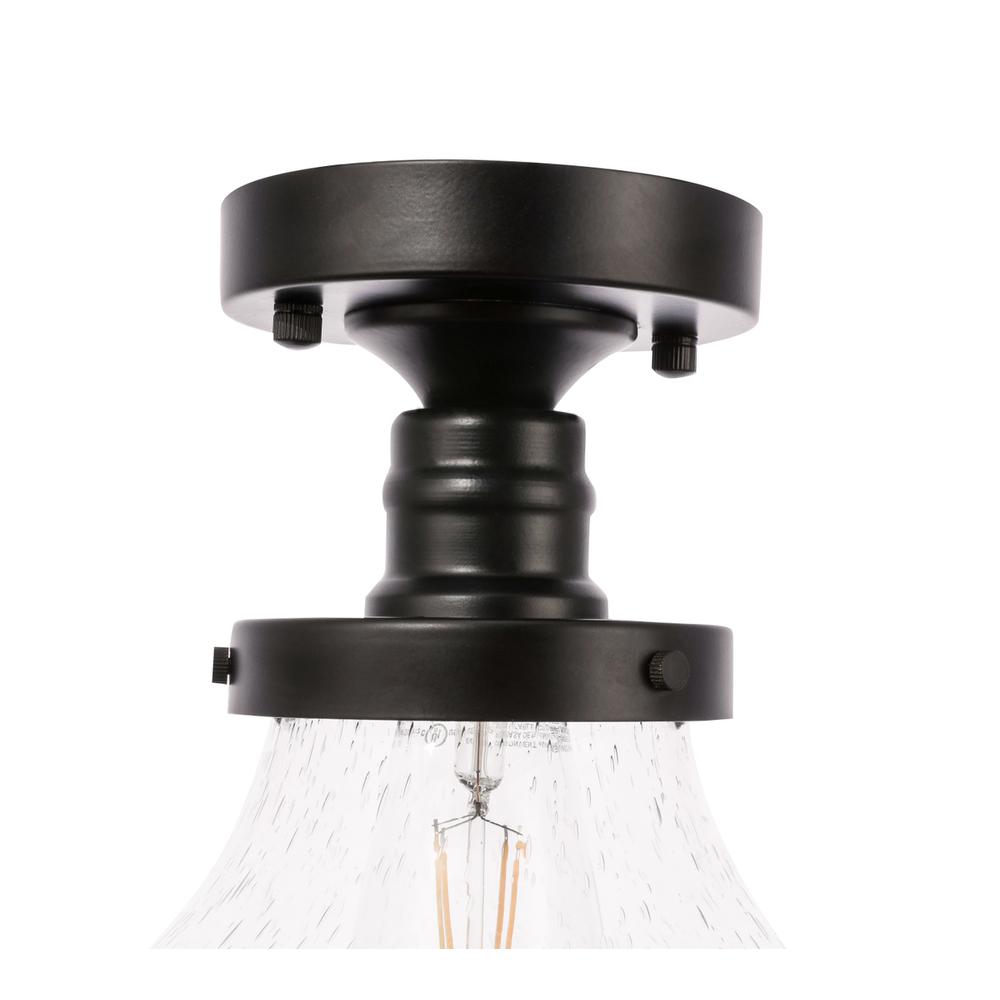 Lyle 1 light Black and Clear seeded glass Flush mount. Picture 8