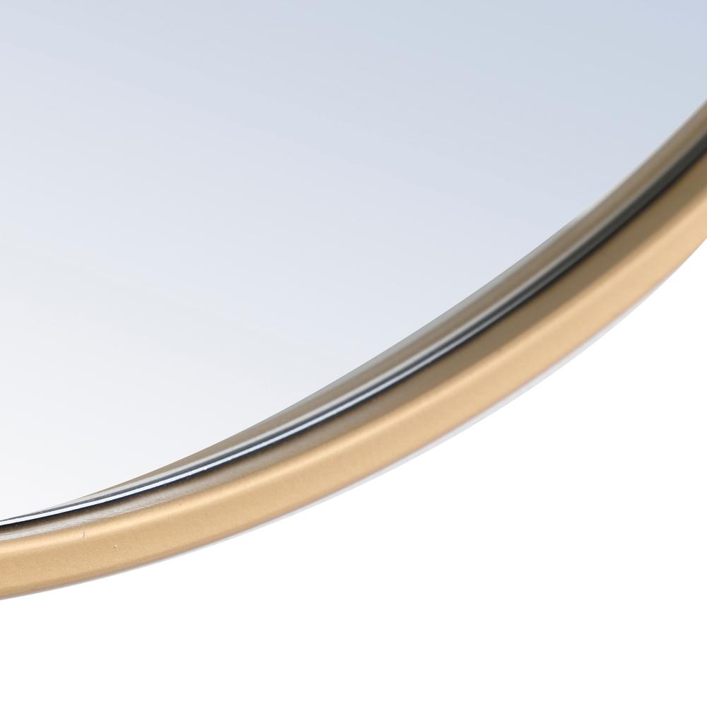 Metal frame Round Mirror with decorative hook 28 inch Brass finish. Picture 7