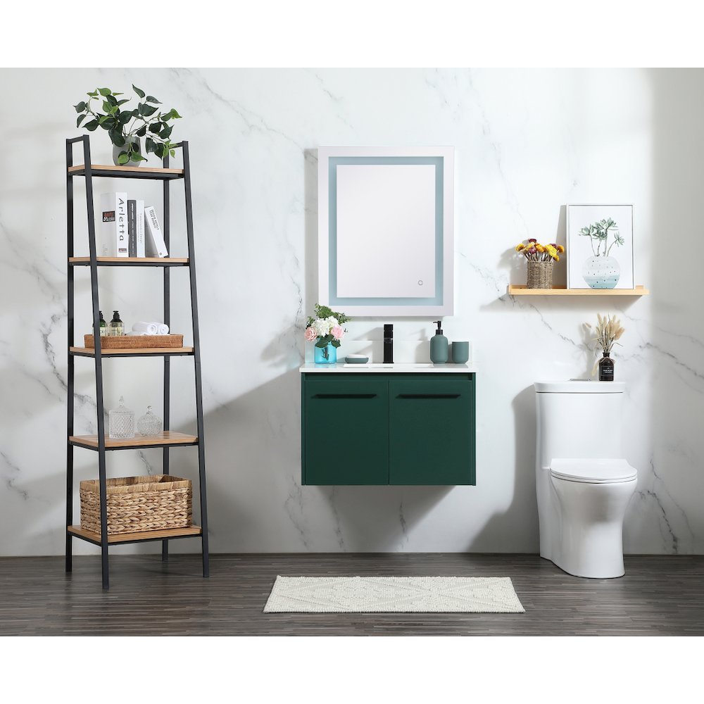30 Inch Single Bathroom Vanity In Green With Backsplash. Picture 4