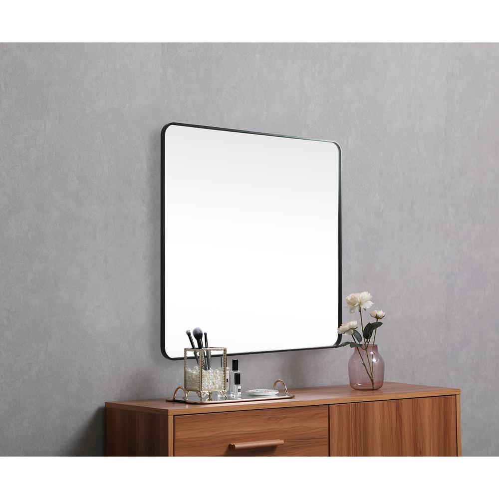 Soft corner metal square mirror 42x42 inch in Black. Picture 4