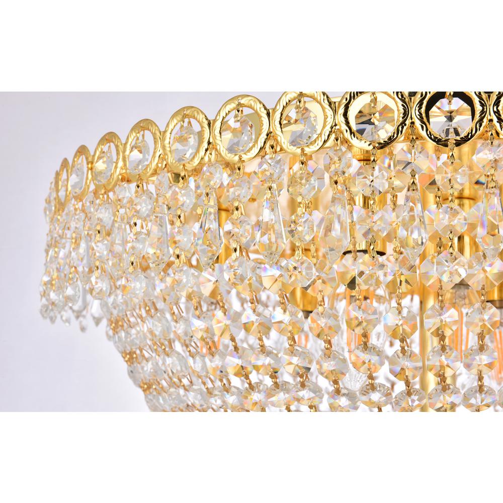 Century 9 light Gold Flush Mount Clear Royal Cut Crystal. Picture 4