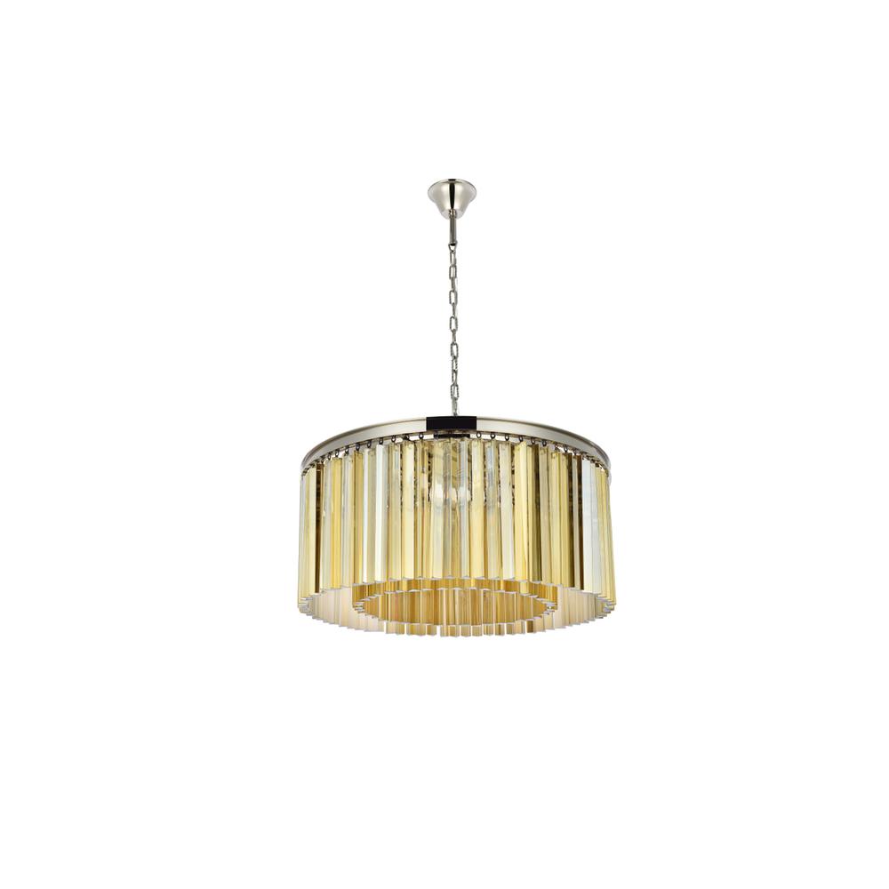 Sydney 8 light polished nickel Chandelier Golden Teak (Smoky) Royal Cut Crystal. Picture 6