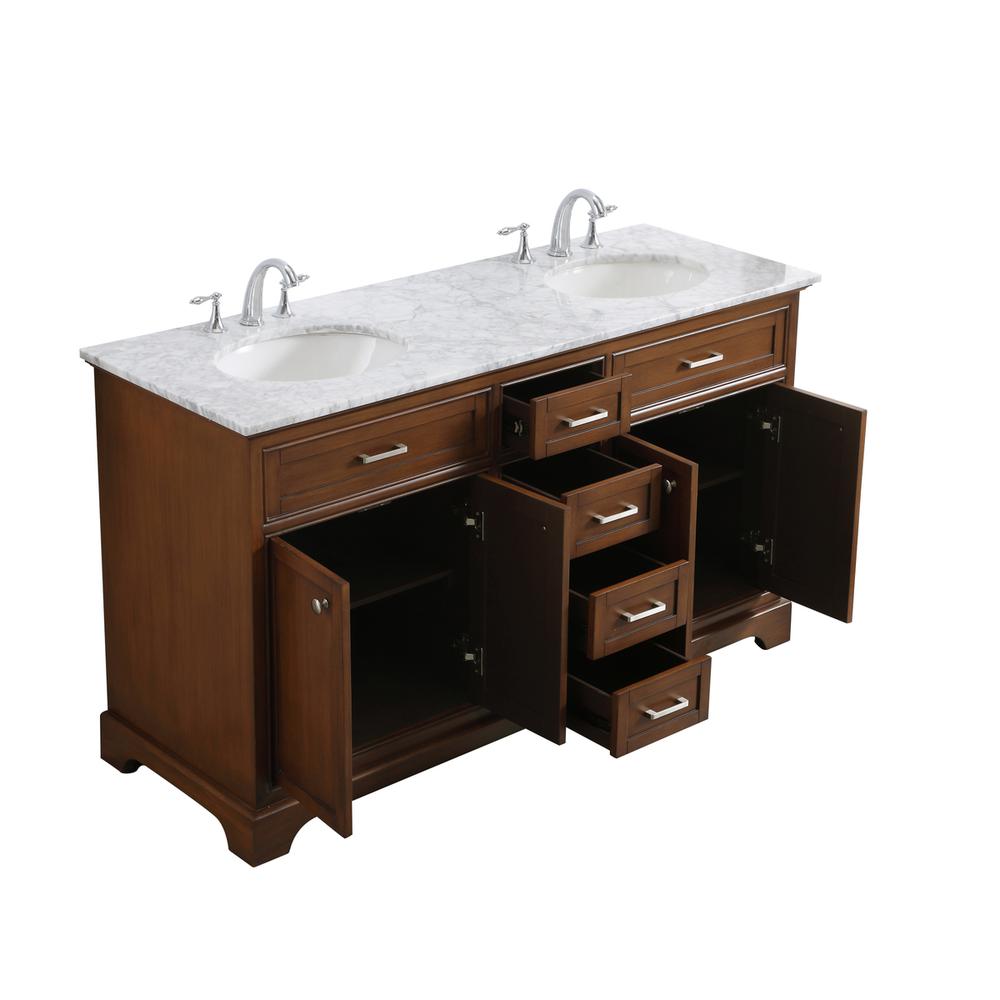 60 In. Double Bathroom Vanity Set In Teak. Picture 5