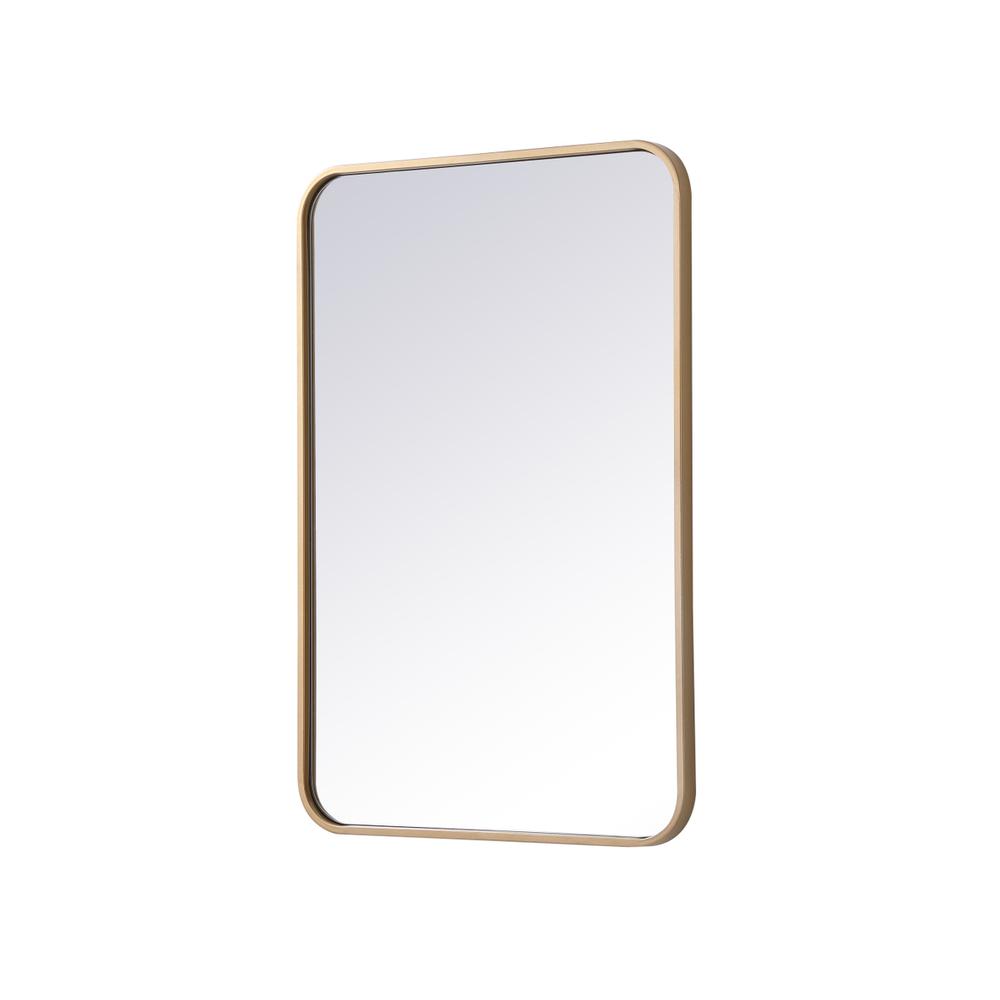 Soft corner metal rectangular mirror 20x30 inch in  Brass. Picture 5