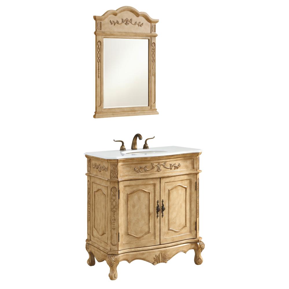 32 inch Single Bathroom vanity in Antique Beige. Picture 2