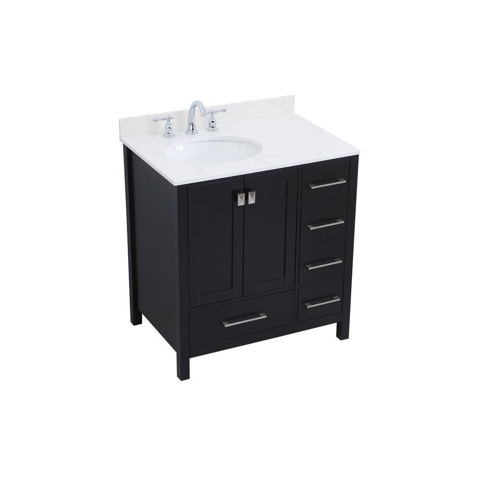 32 inch Single Bathroom Vanity in Black with Backsplash. Picture 8