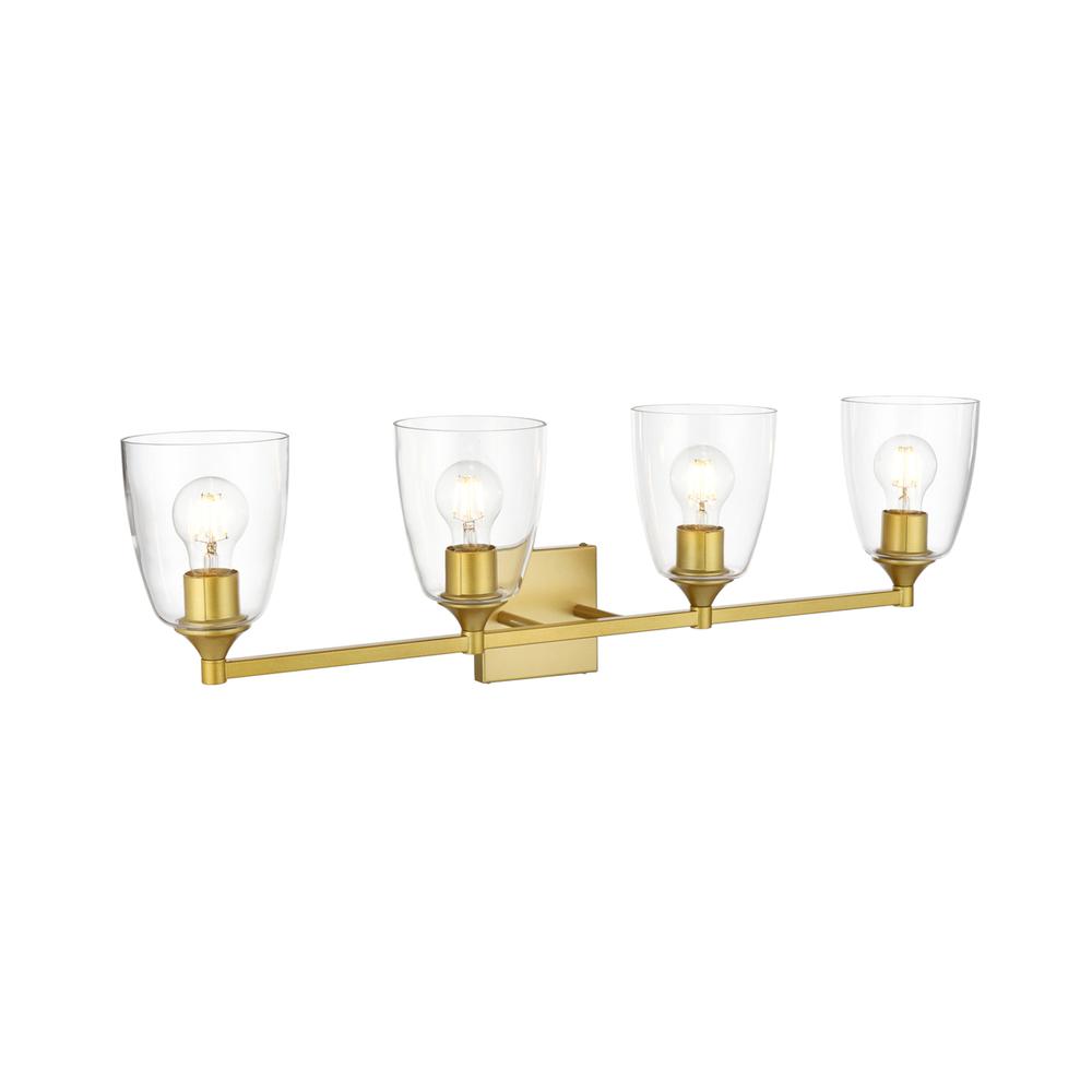 Gianni 4 light Brass and Clear Bath Sconce. Picture 3