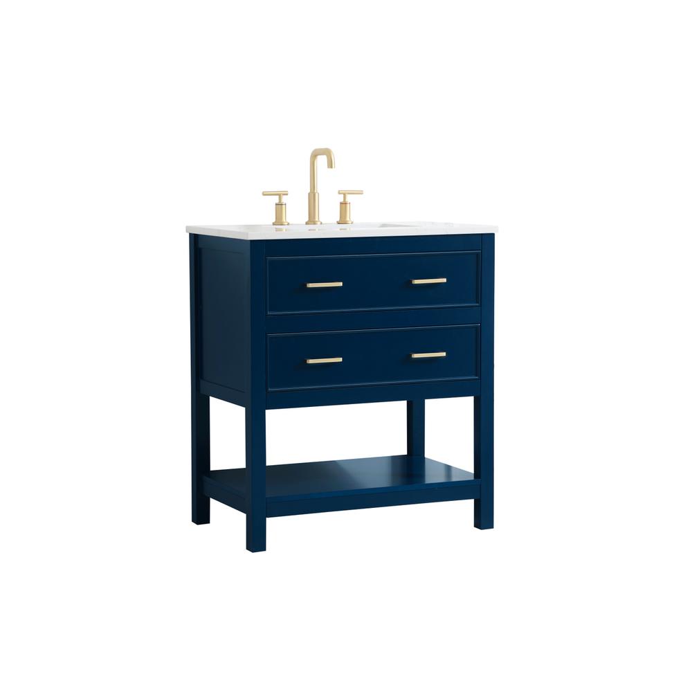 30 inch Single Bathroom Vanity in Blue. Picture 6