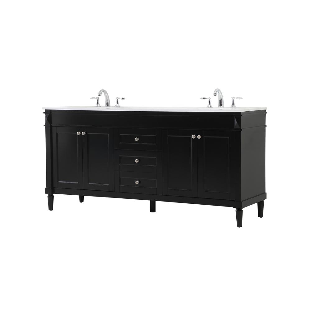 72 inch double bathroom vanity in black. Picture 7