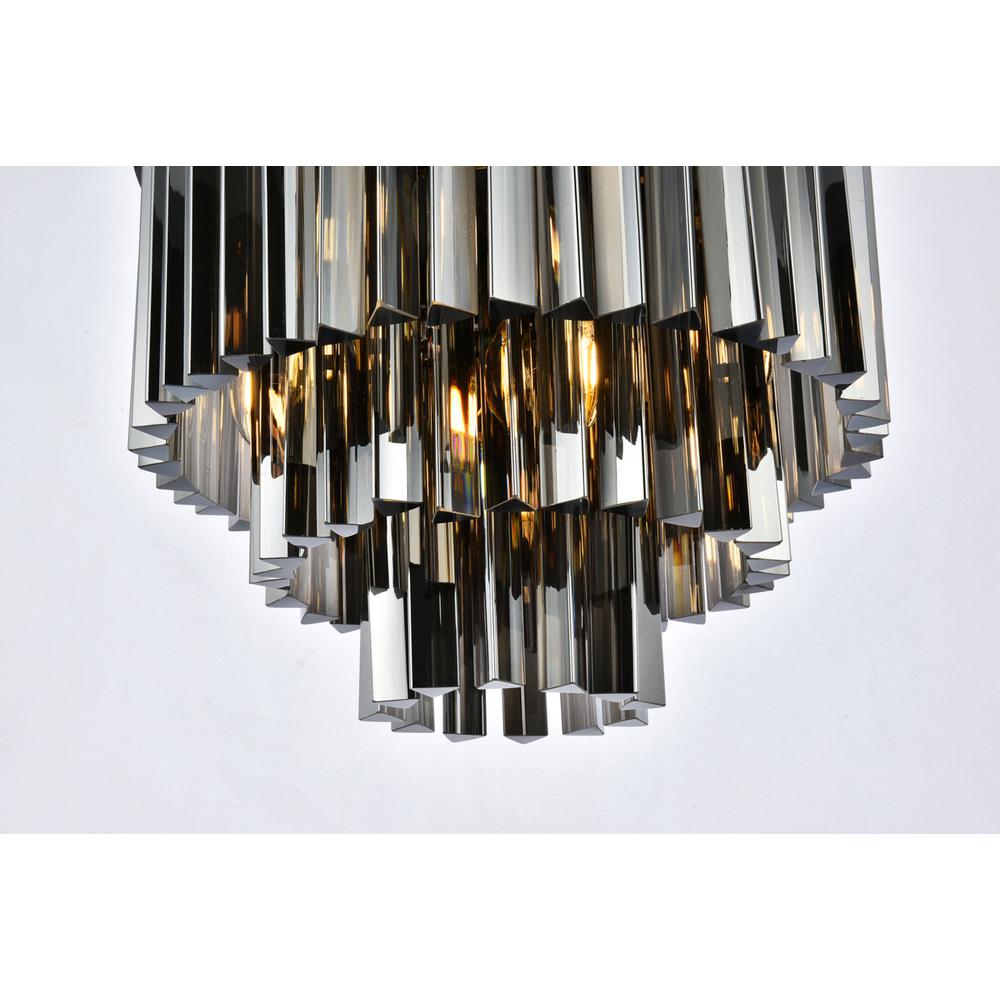 Sydney 9 light Matte Black Flush Mount Silver Shade (Grey) Royal Cut Crystal. Picture 4