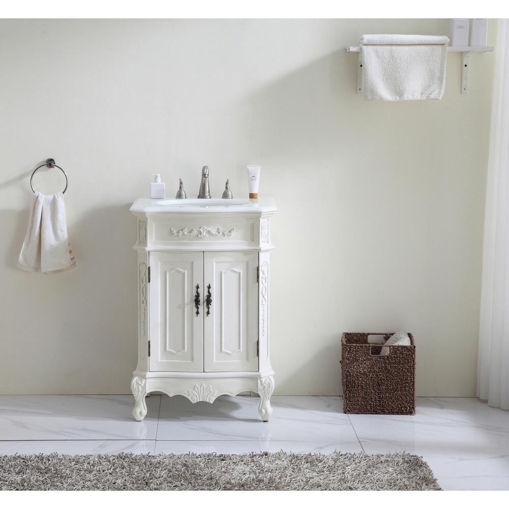 24 inch Single Bathroom vanity in Antique White. Picture 10