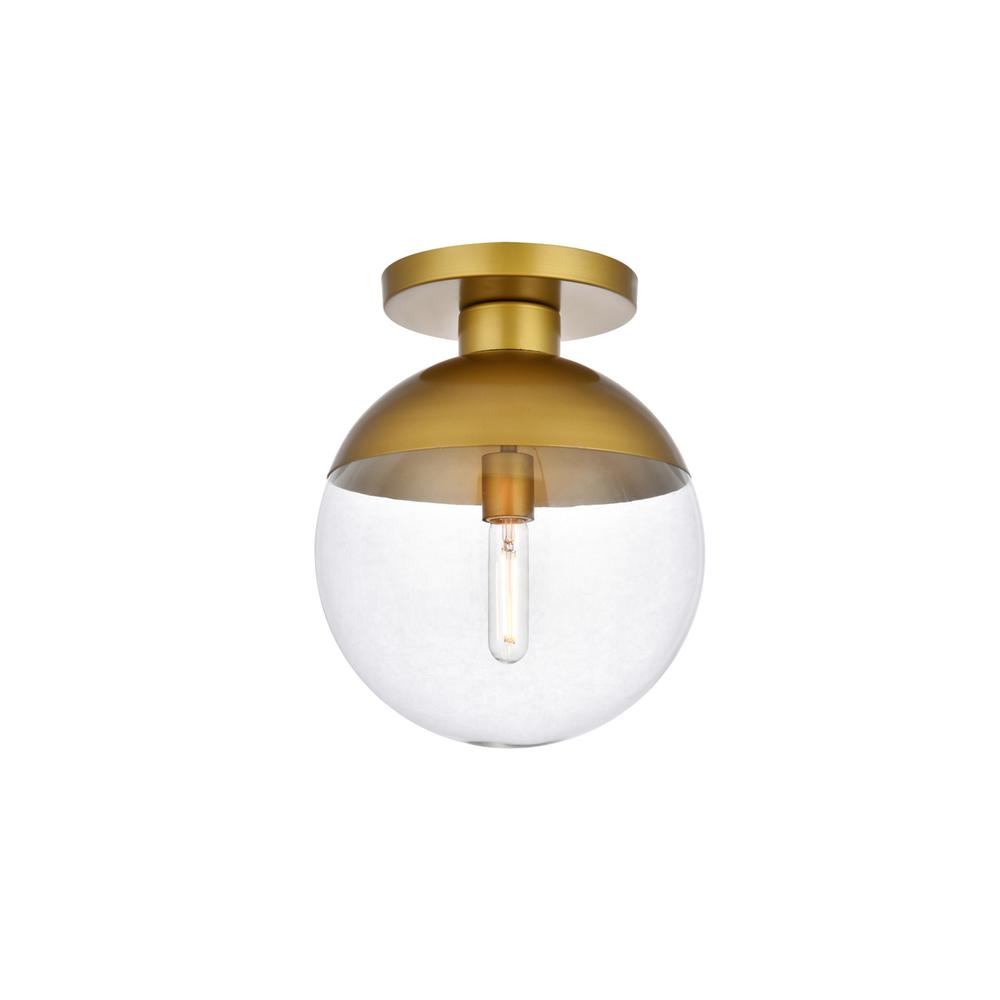 Eclipse 1 Light Brass Flush Mount With Clear Glass. Picture 2