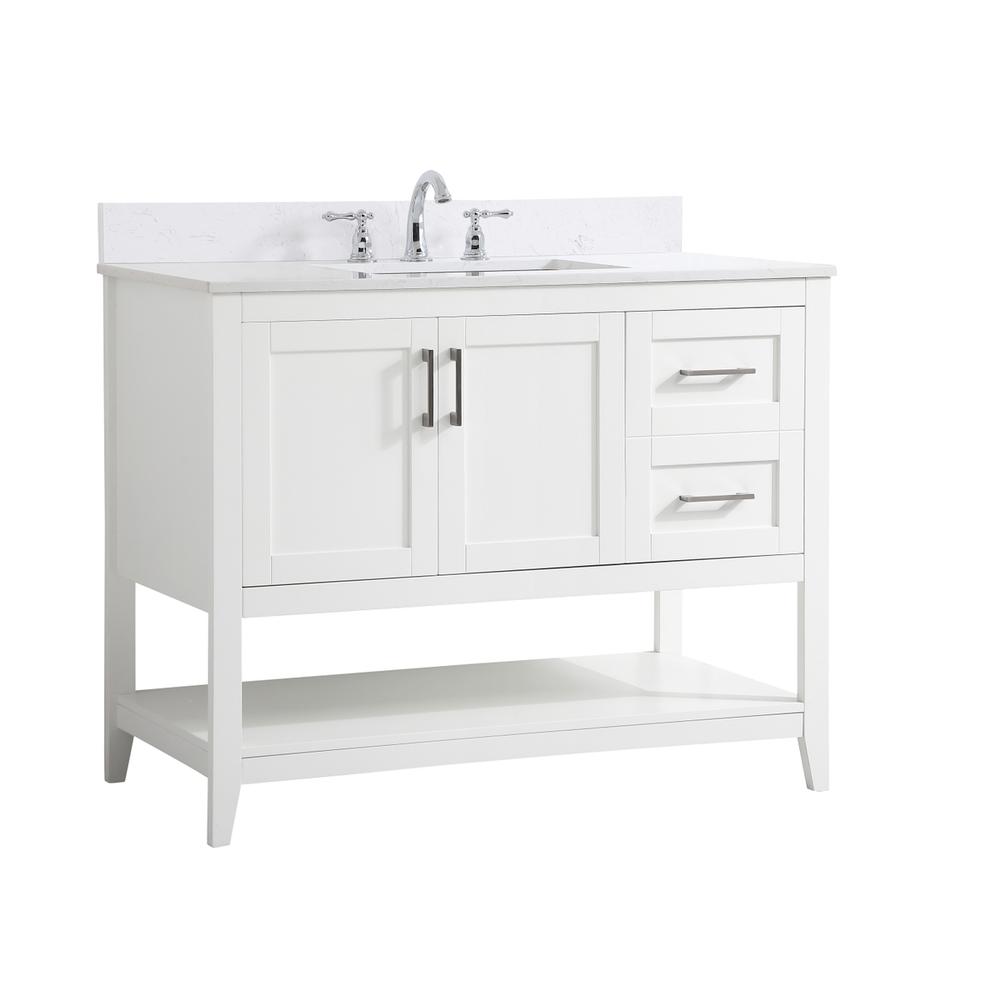 42 inch Single Bathroom Vanity in White with Backsplash. Picture 8