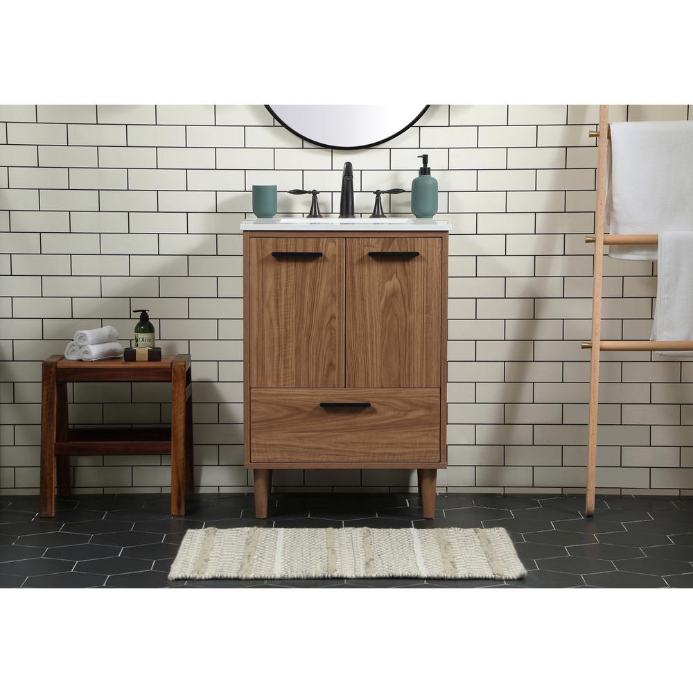 24 inch Single bathroom vanity in walnut brown. Picture 14
