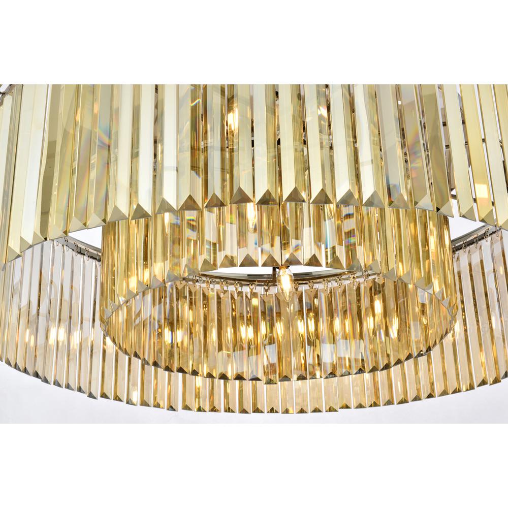 Sydney 10 light polished nickel Flush Mount Golden Teak. Picture 3
