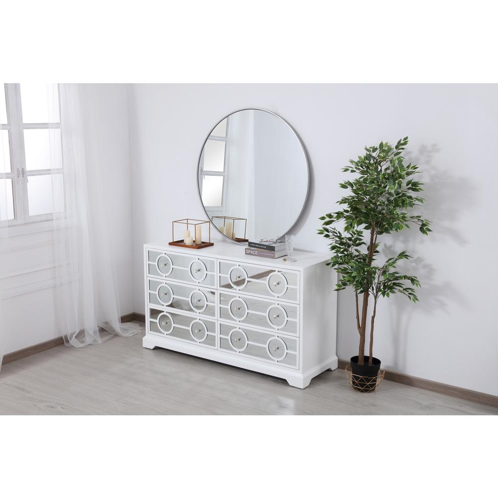 60 in. mirrored six drawer cabinet in white. Picture 3