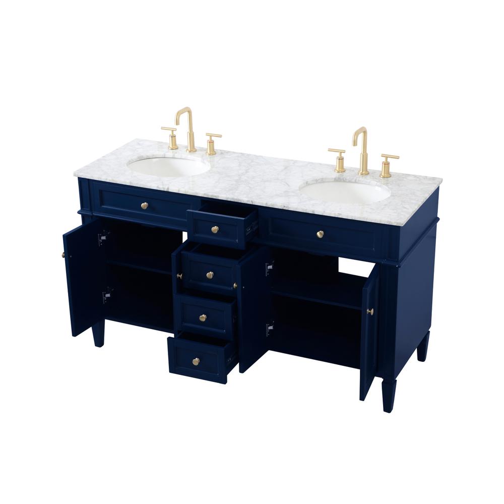 60 inch double bathroom vanity in blue. Picture 8