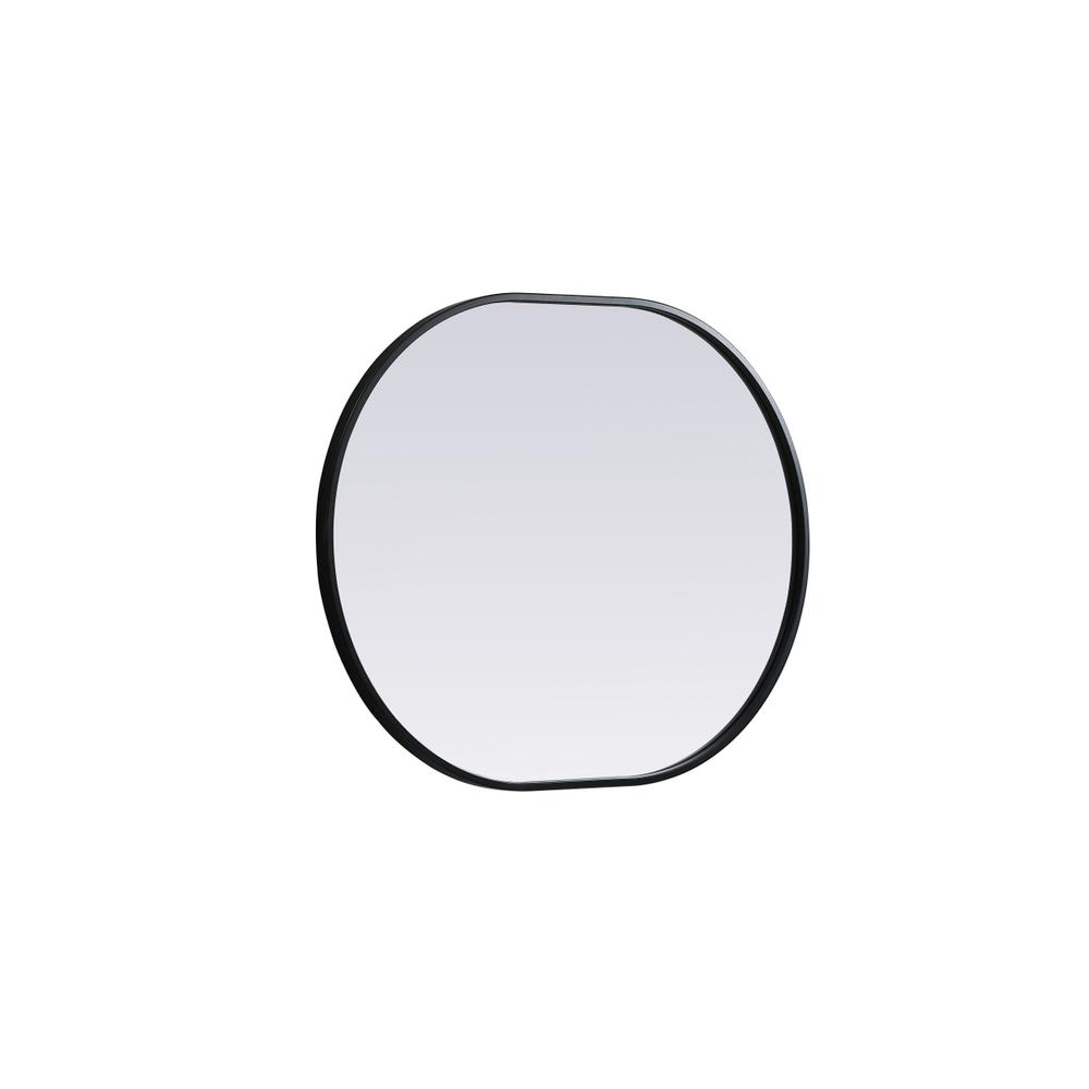 Metal Frame Oval Mirror 24x30 Inch in Black. Picture 9