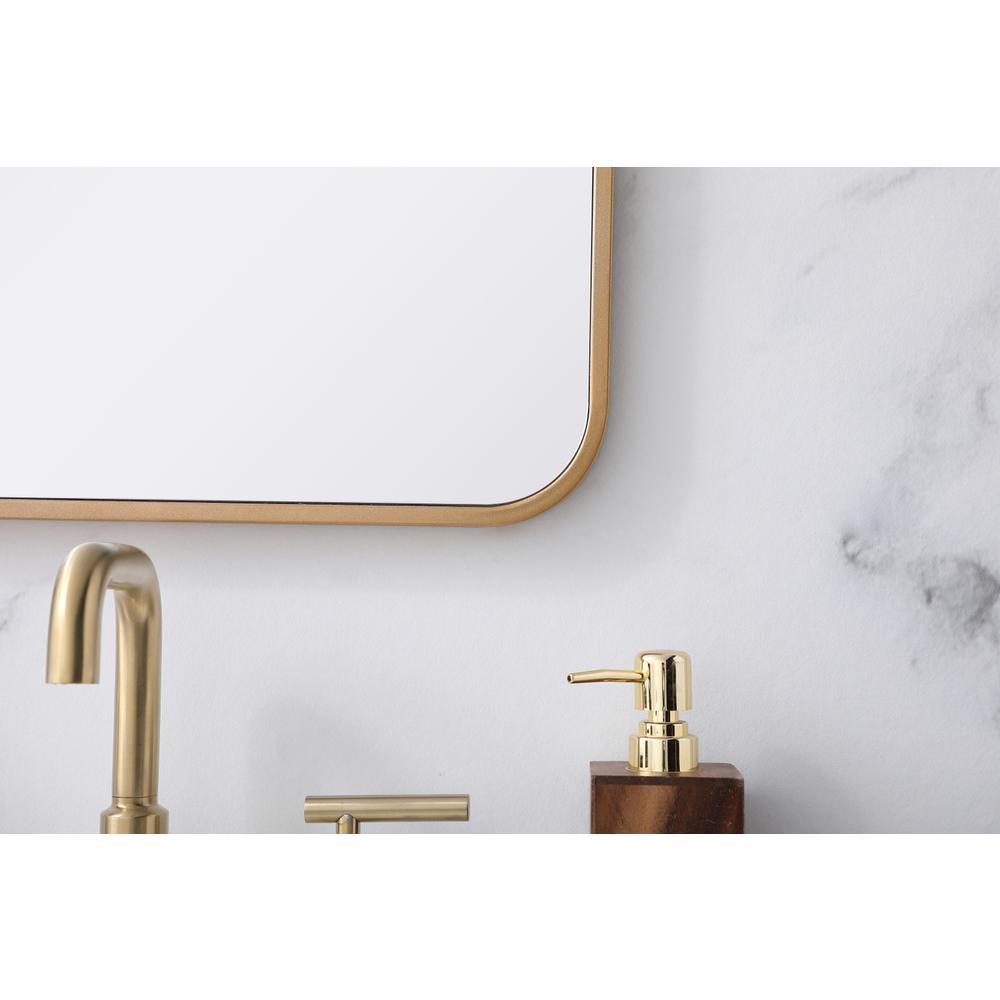 Soft corner metal rectangular mirror 18x30 inch in Brass. Picture 3