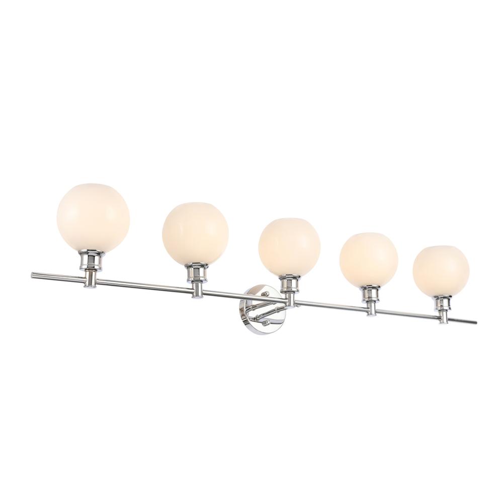 Collier 5 light Chrome and Frosted white glass Wall sconce. Picture 5