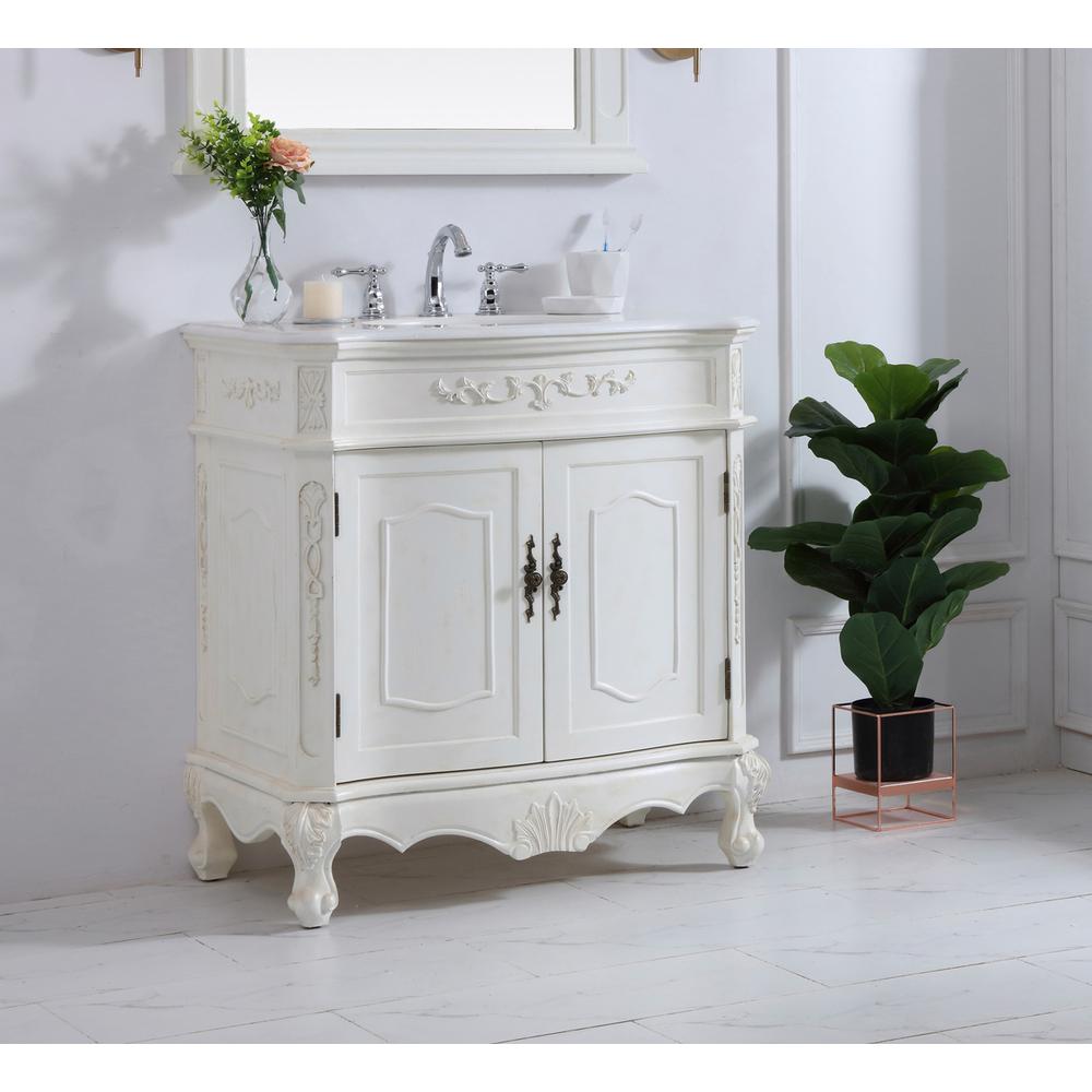 32 inch Single Bathroom vanity in antique white. Picture 2