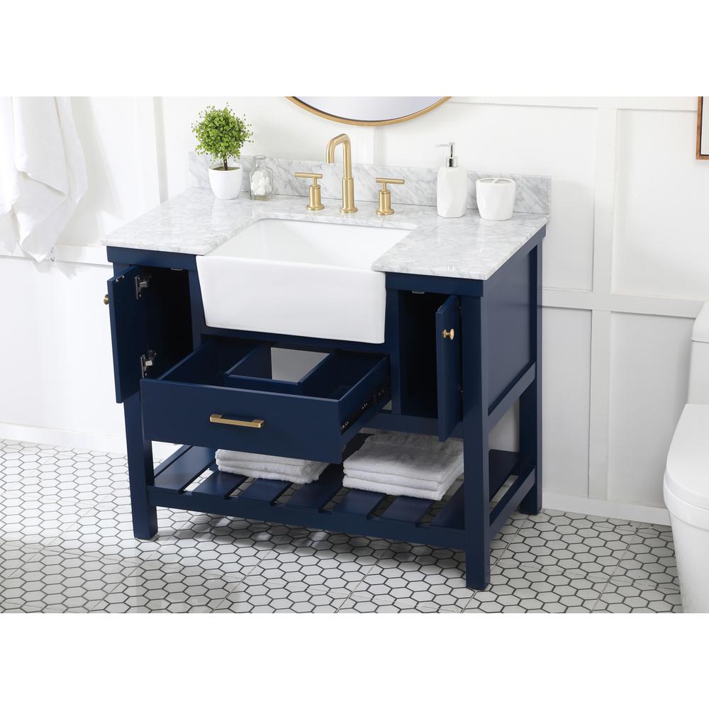 42 inch Single bathroom vanity in blue with backsplash. Picture 3