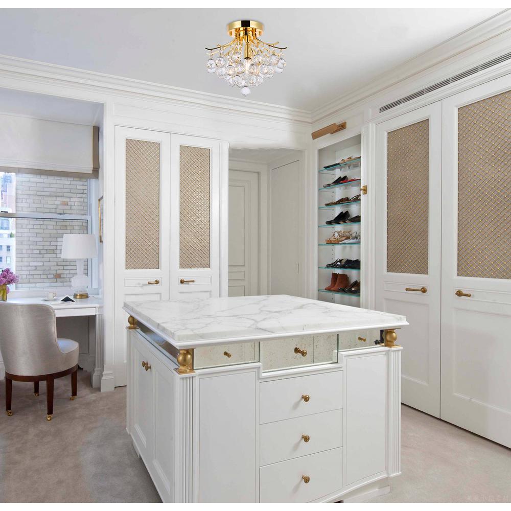 Toureg 3 light Gold Flush Mount Clear Royal Cut Crystal. Picture 9