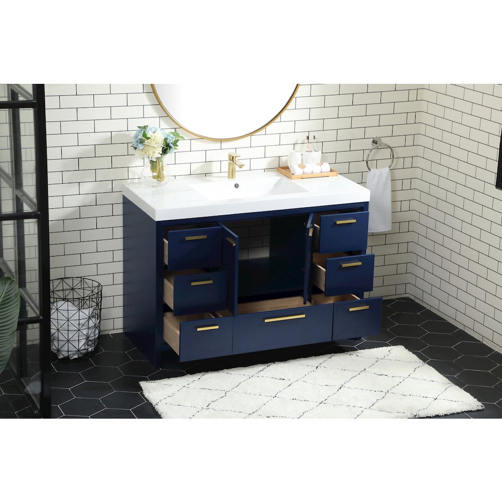 48 Inch Single Bathroom Vanity In Blue. Picture 4