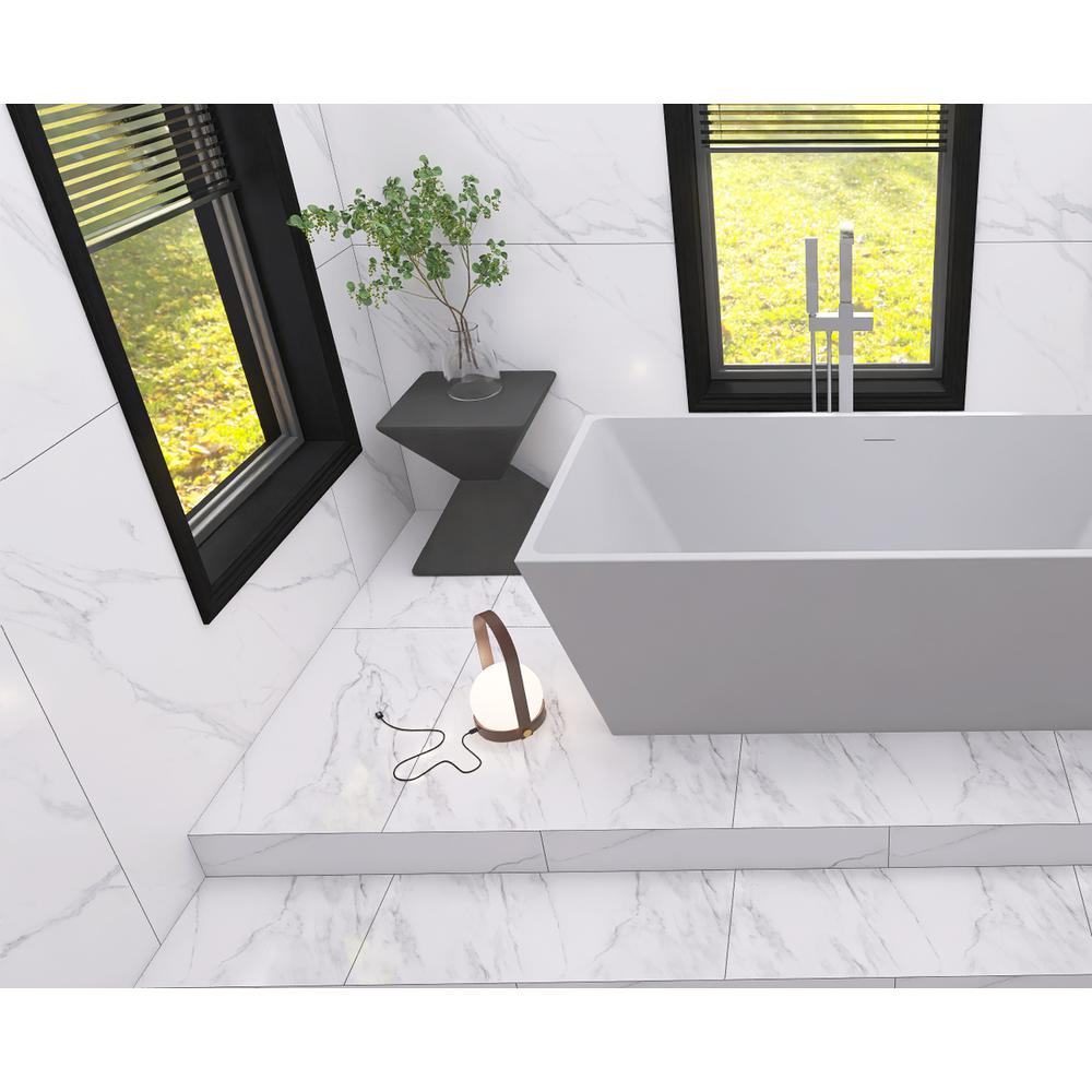 67 inch soaking rectangular bathtub in glossy white. Picture 5
