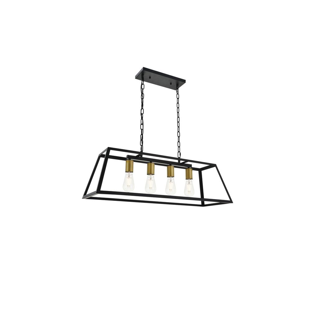 Resolute 4 light brass and black Pendant. Picture 5
