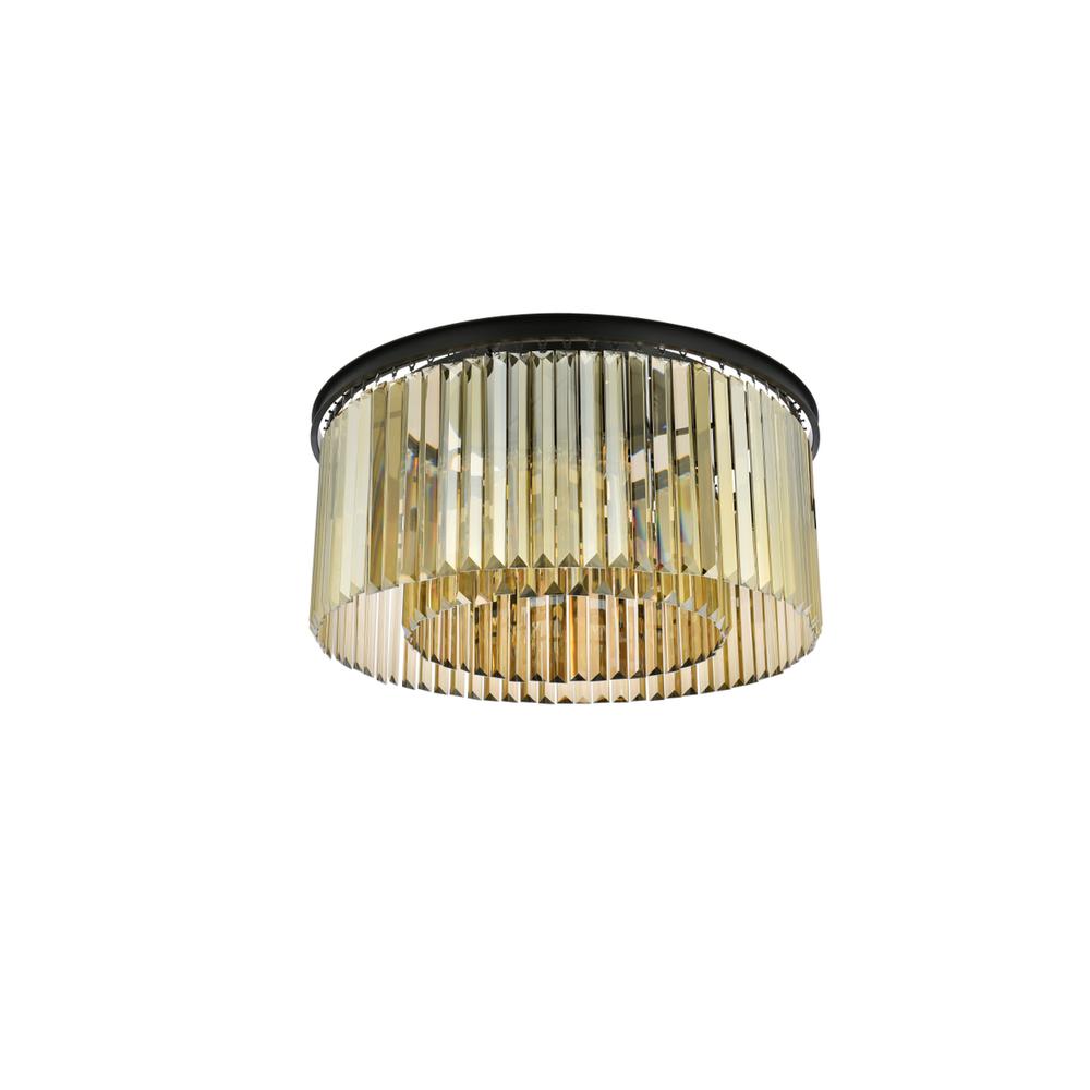 Sydney 8 light Matte Black Flush Mount Golden Teak (Smoky) Royal Cut Crystal. Picture 6