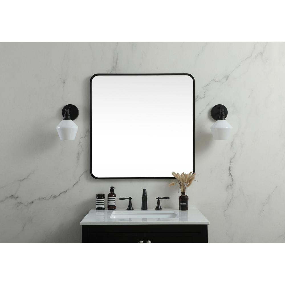 Soft corner metal square mirror 30x30 inch in Black. Picture 9