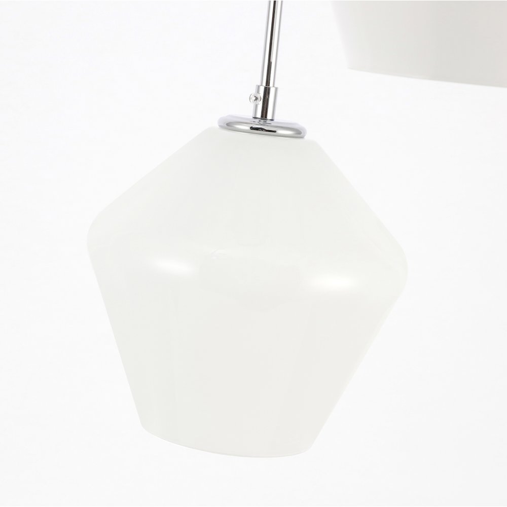 Gene 3 Light Chrome And Frosted White Glass Pendant. Picture 10