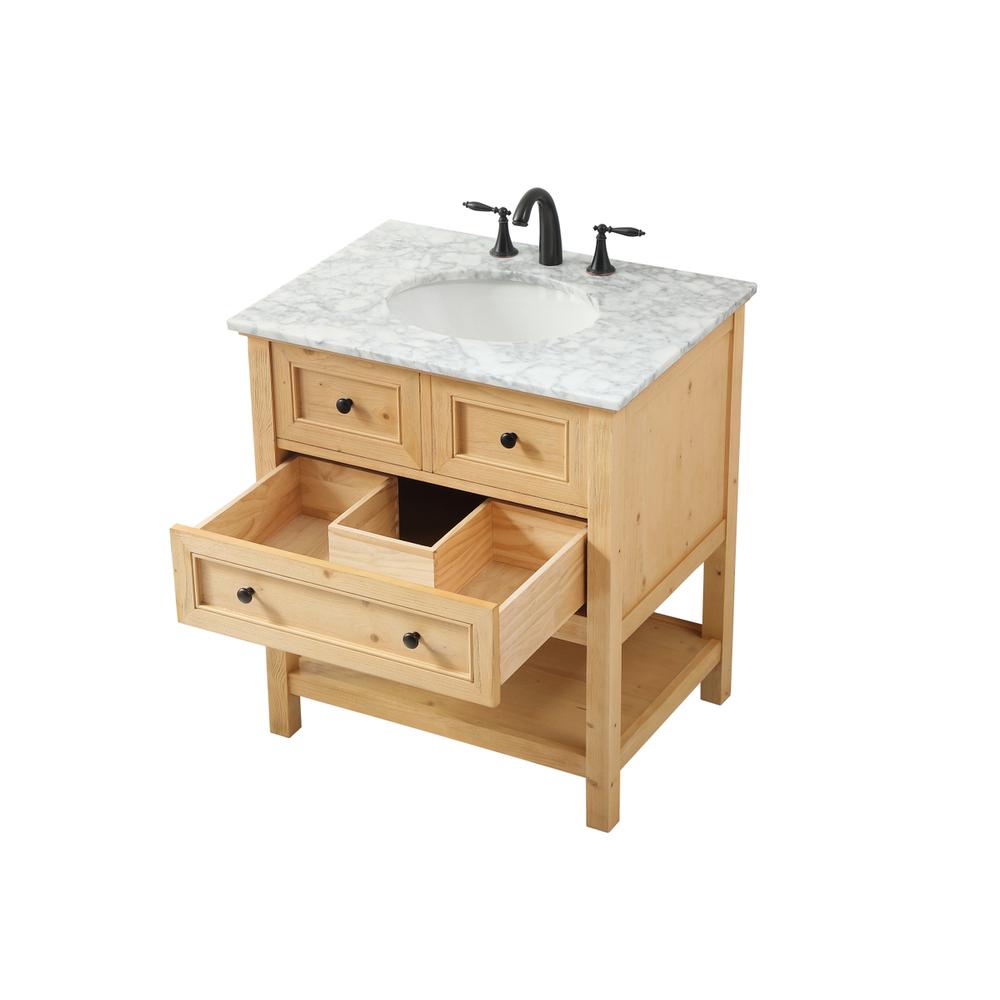30 inch Single bathroom vanity in natural wood. Picture 9