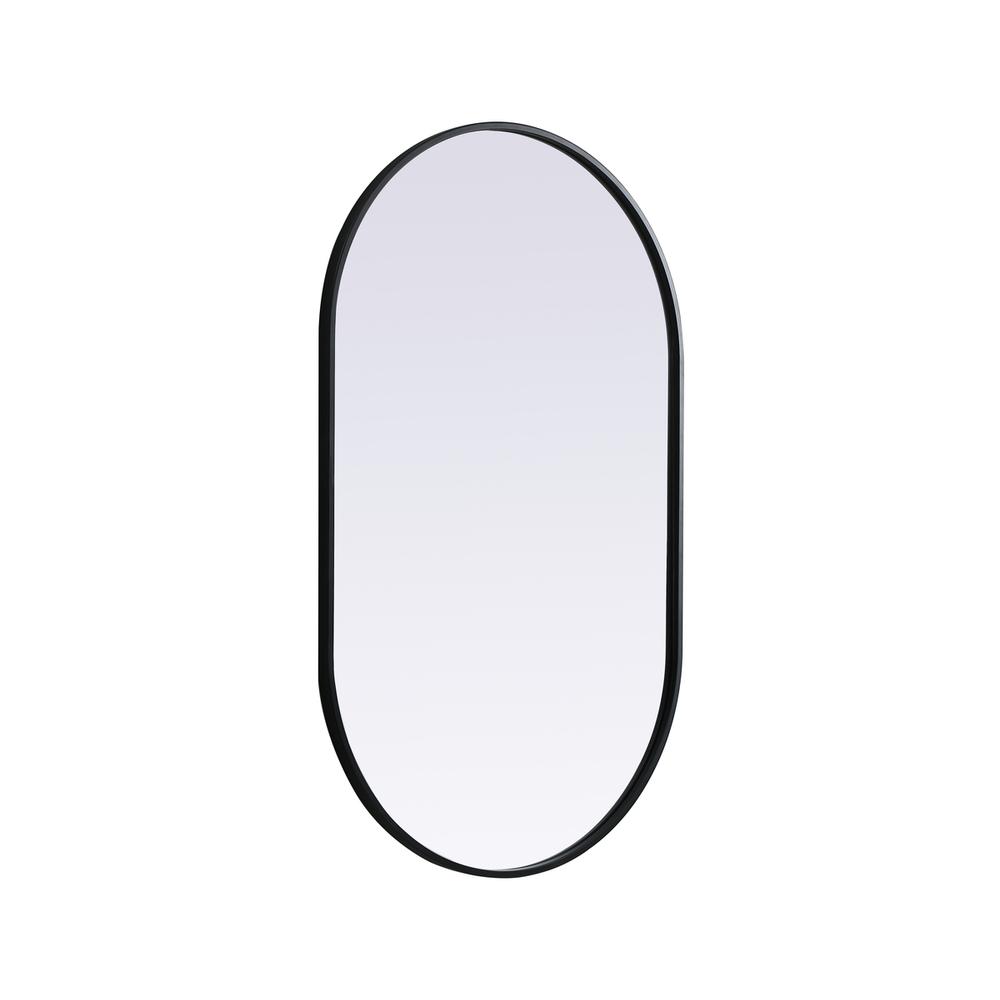 Metal Frame Oval Mirror 24x40 Inch in Black. Picture 7