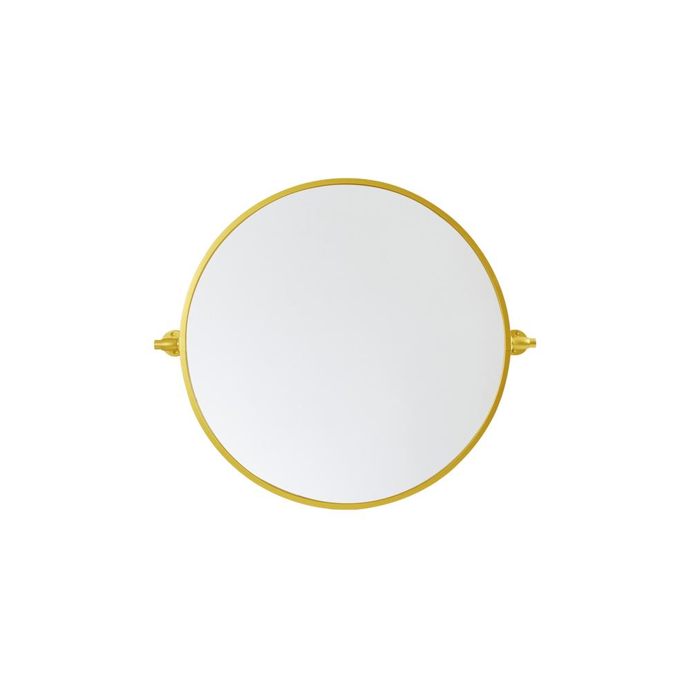 Round pivot mirror 24 inch in gold. Picture 1