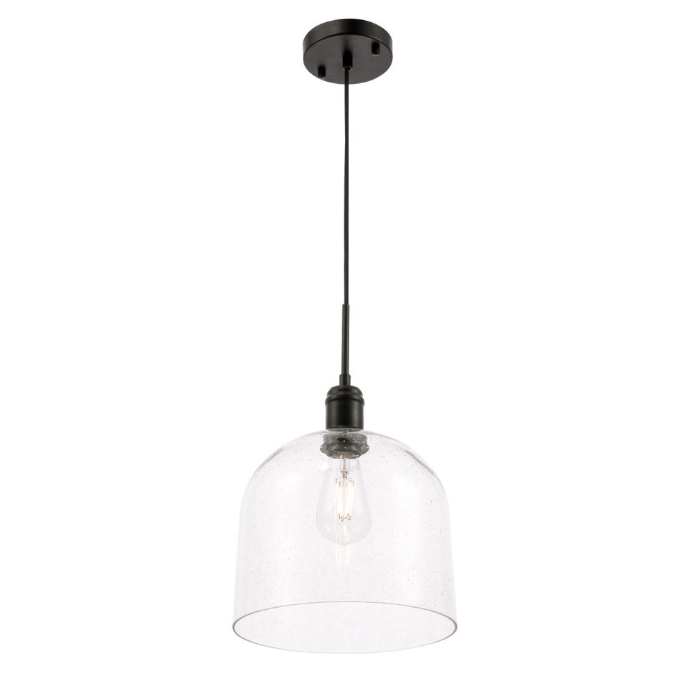 Gabe 1 light Black and Clear seeded glass pendant. Picture 5