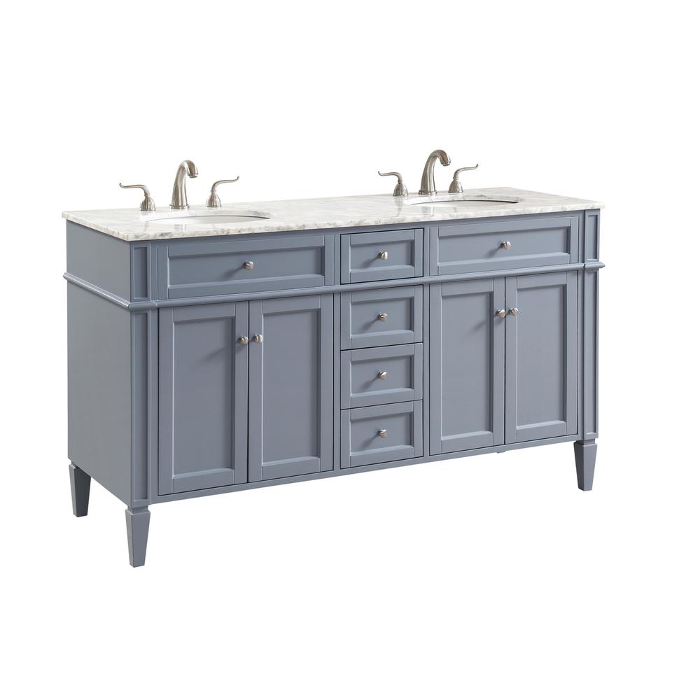 60 In. Double Bathroom Vanity Set In Grey. Picture 12